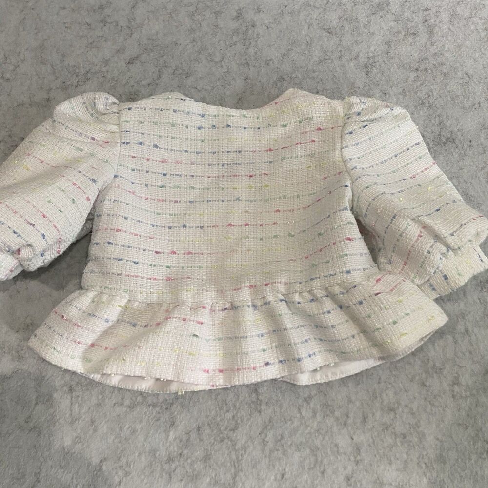 Janie and Jack Girls 2T White Boucle Jacket Blazer Rainbow Outfit Easter Spring - Picture 7 of 7